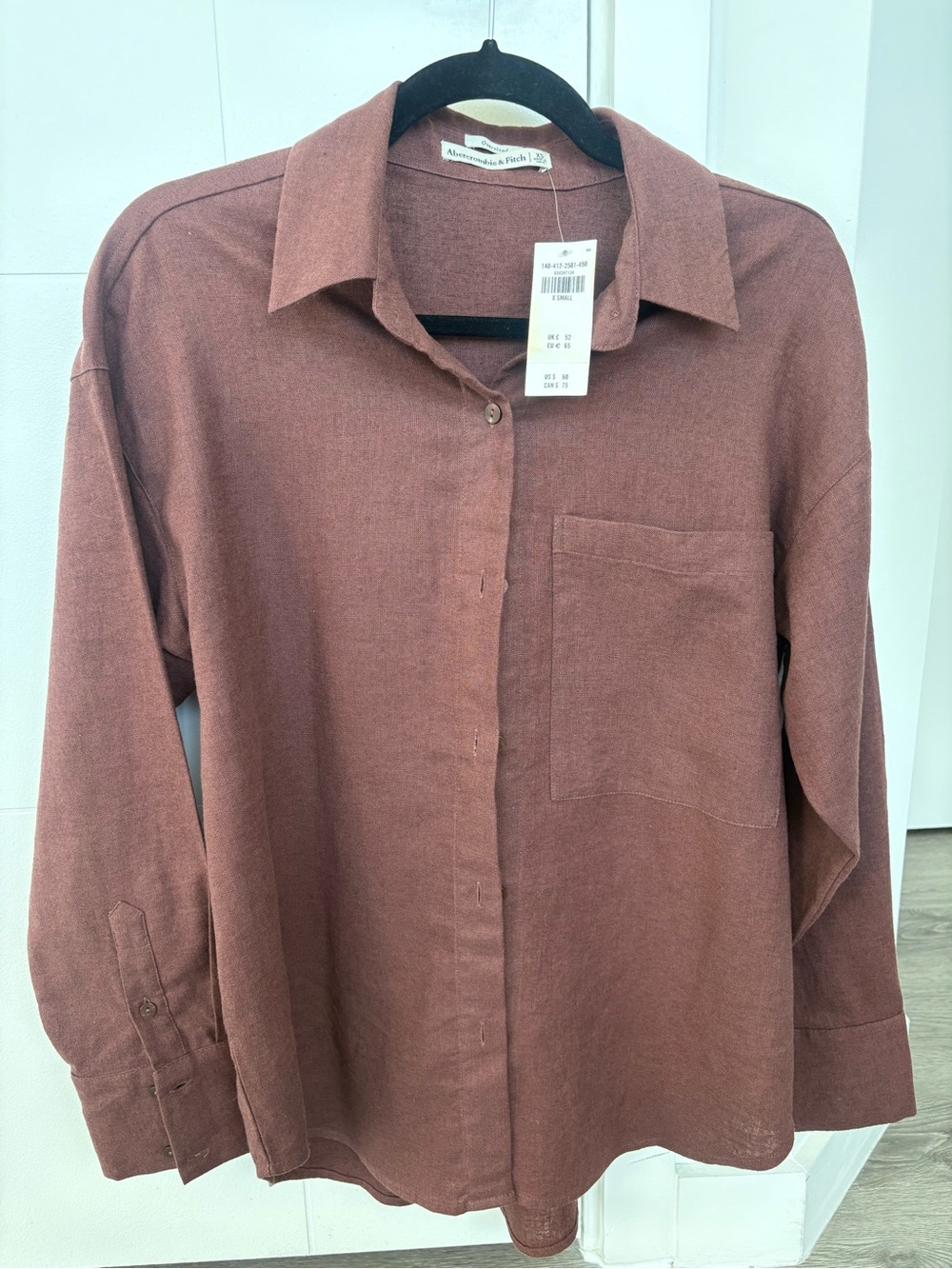 Abercrombie & Fitch Women’s XS Oversized Button-Down Shirt in Rust Brown